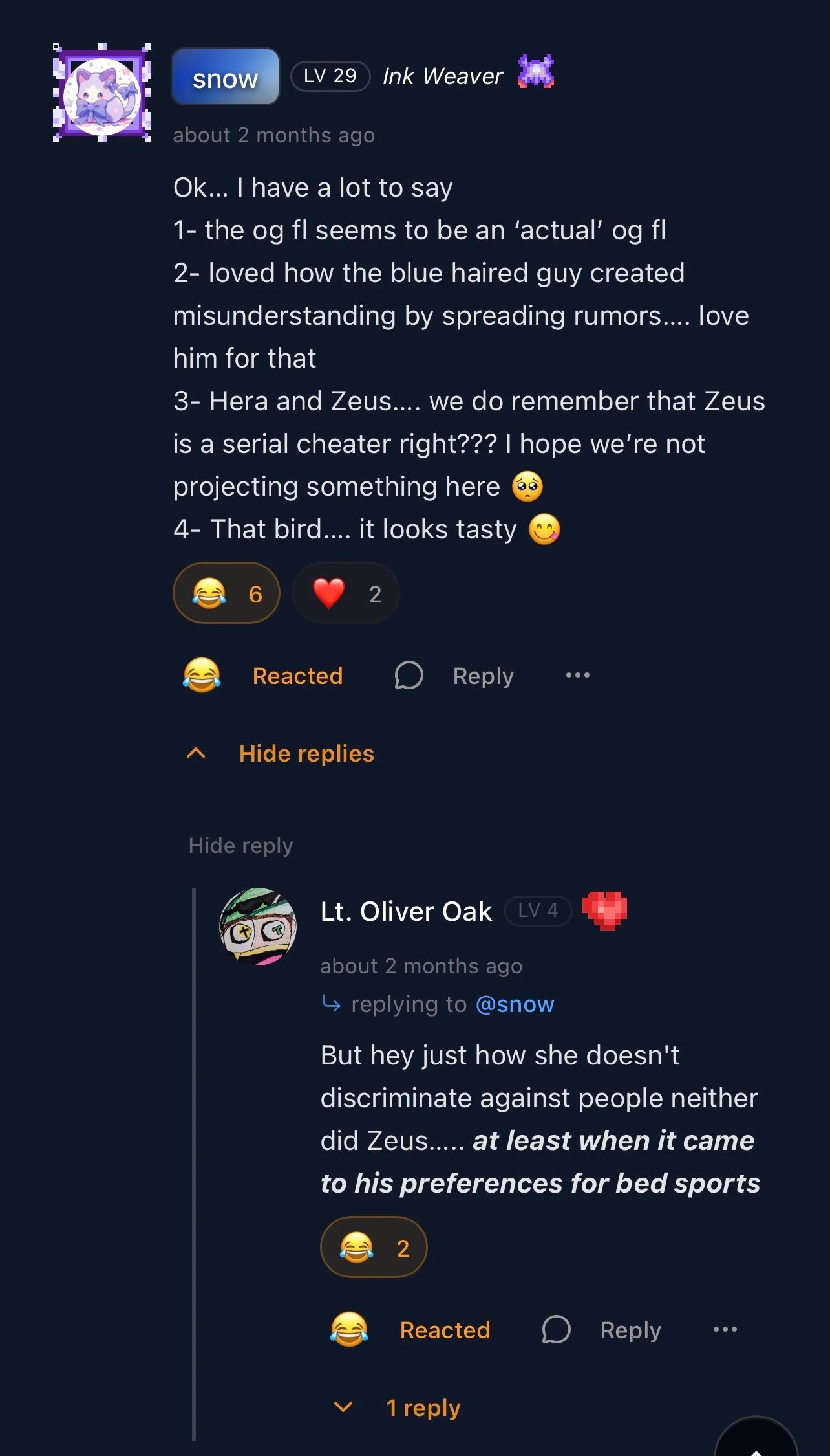 Image 1 of 1 attached to "Favorite comment interaction"